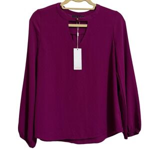 Mabel Magenta Keyhole Long Sleeve Blouse Top XS NWT Made in USA